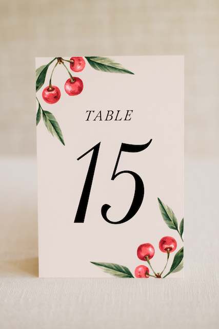 Hand-Drawn Cherry Table Numbers