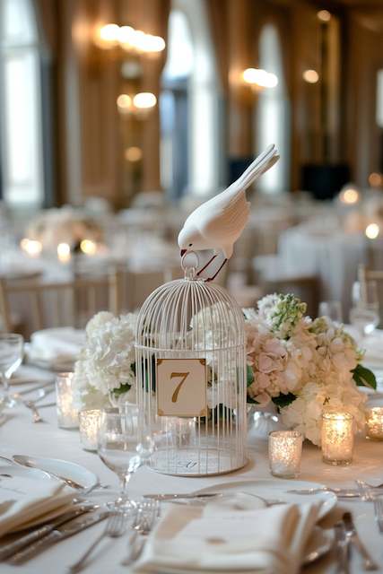 Mini White Birdcage Table Numbers