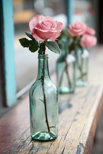 Recycled Wine Bottles As Vases