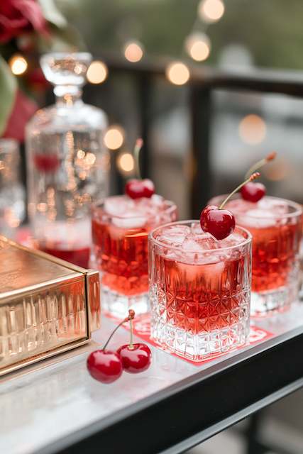 Retro Cherry Bar Cart Setup