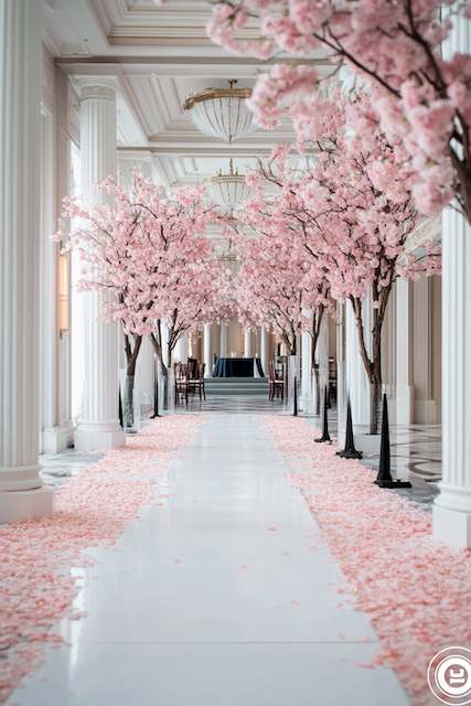 Romantic Cherry Blossom Petal Path