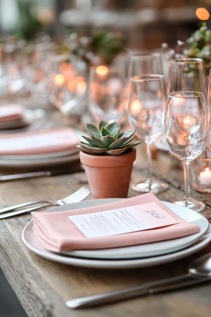 Small Potted Plants As Place Settings