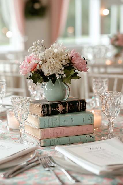 Vintage Books and Flowers