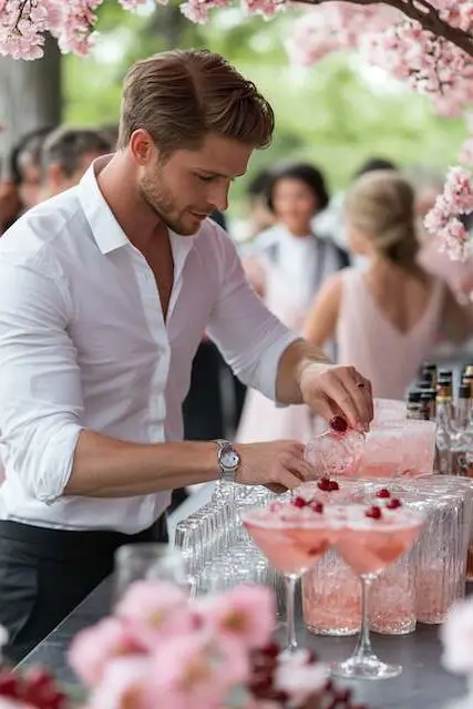 bartender preparing cherry martinis