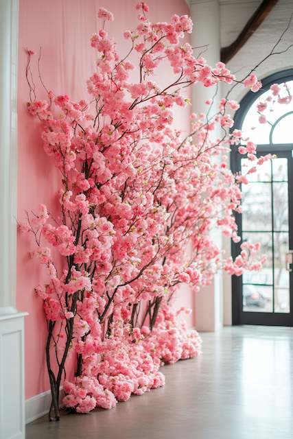 wall covered by cherry blossoms