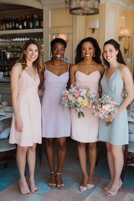 Bridesmaids in dress with Spring Summer colors Bridesmaids in dress with Spring Summer colors