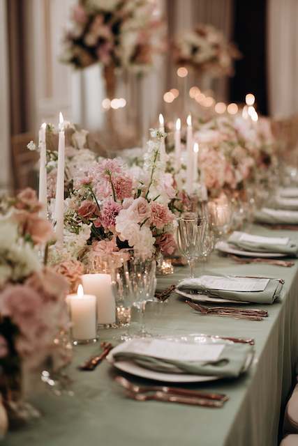 Sage Green & Dusty Rose wedding table setting Sage Green & Dusty Rose wedding table setting