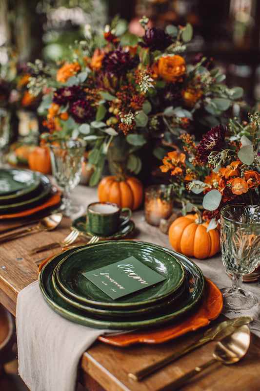 Burnt orange + deep green fall country wedding Burnt orange + deep green fall country wedding
