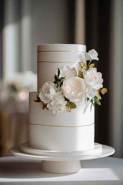 Negative space design wedding cake