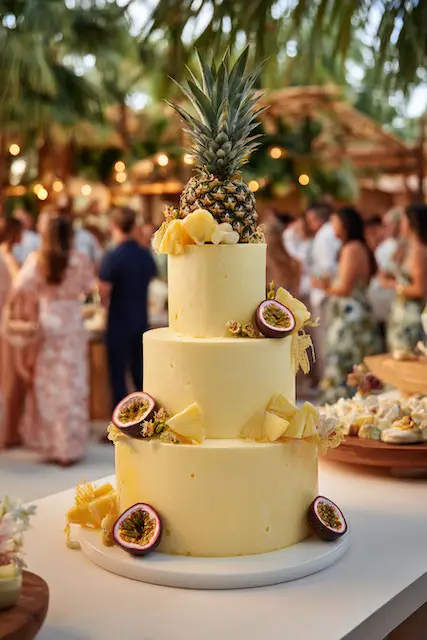 Pineapple + passionfruit wedding cake