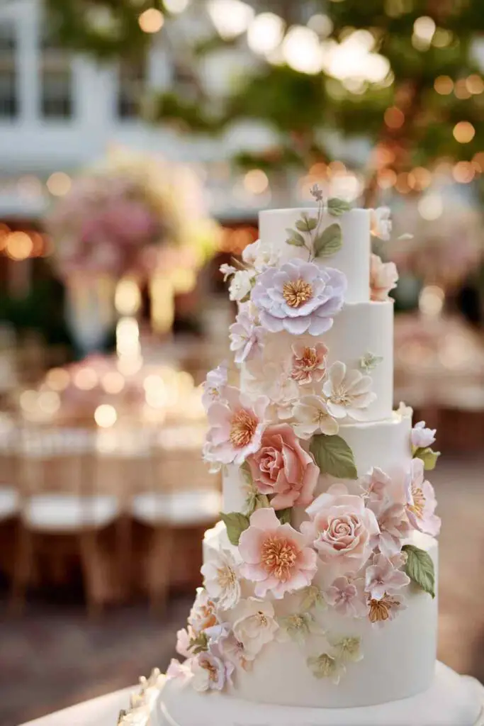 Sugar flower garden design wedding cake