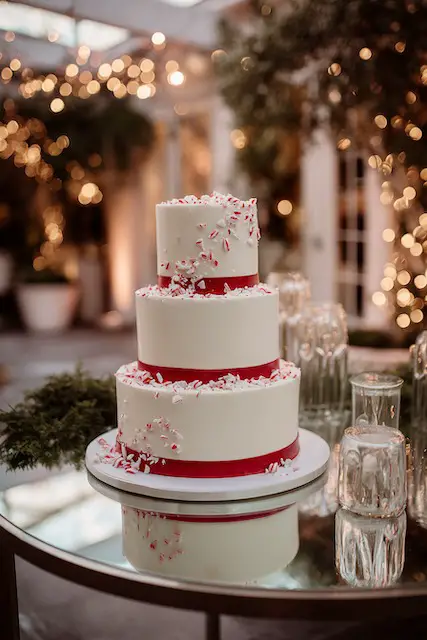 White chocolate peppermint wedding cake
