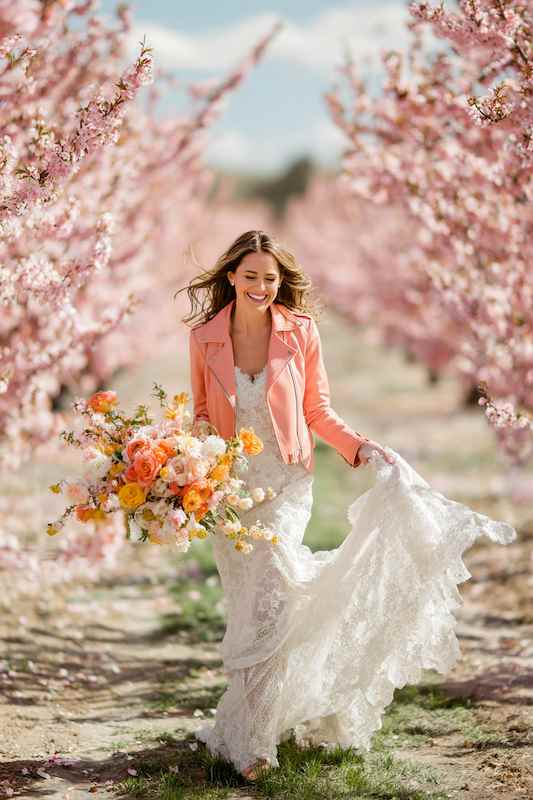 bride in Flowing lace and light jacket bride in Flowing lace and light jacket