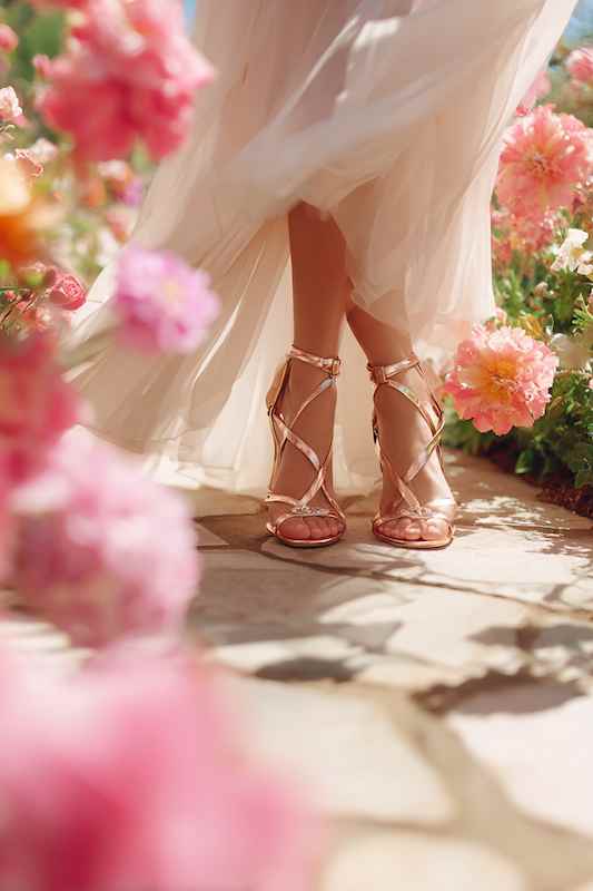 bride in flowy chiffon sundress paired with stylish strappy sandals bride in flowy chiffon sundress paired with stylish strappy sandals