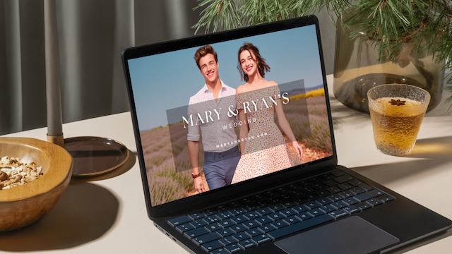wedding website displayed on laptop wedding website displayed on laptop